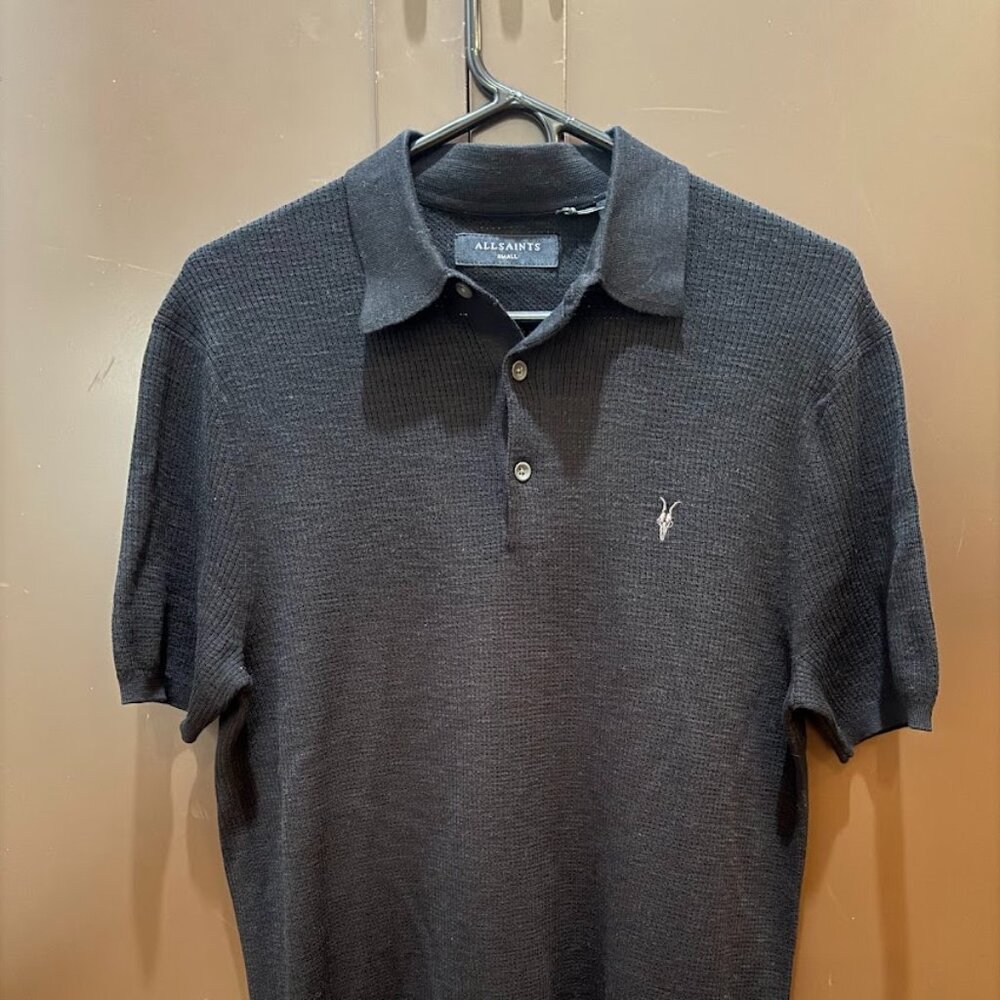 AllSaints Aubrey Ramskull Polo Black NWT